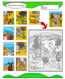 Puzzle Kes Yapıştır Çalışma Sayfaları